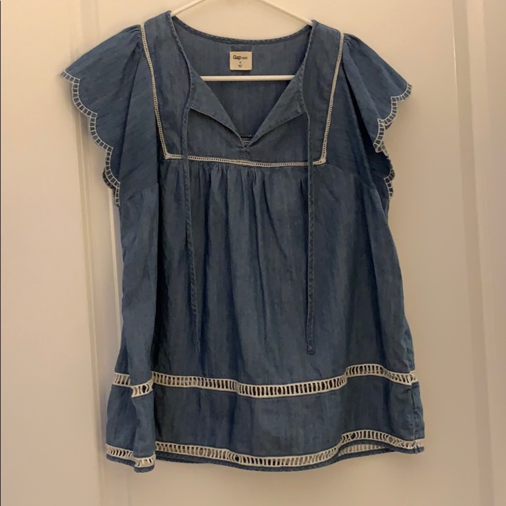 Gap chambray embroidered blouse